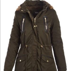 Large NWT Olive Sherpa Lined Anorak Winter Coat